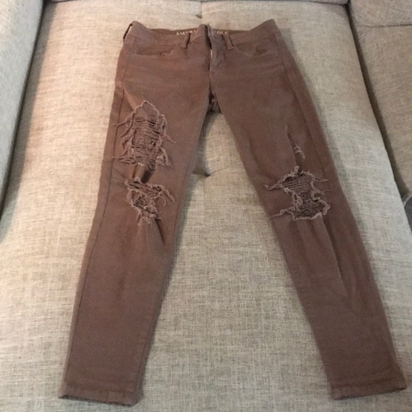 Dark lavender distressed denim pants - Picture 1 of 7
